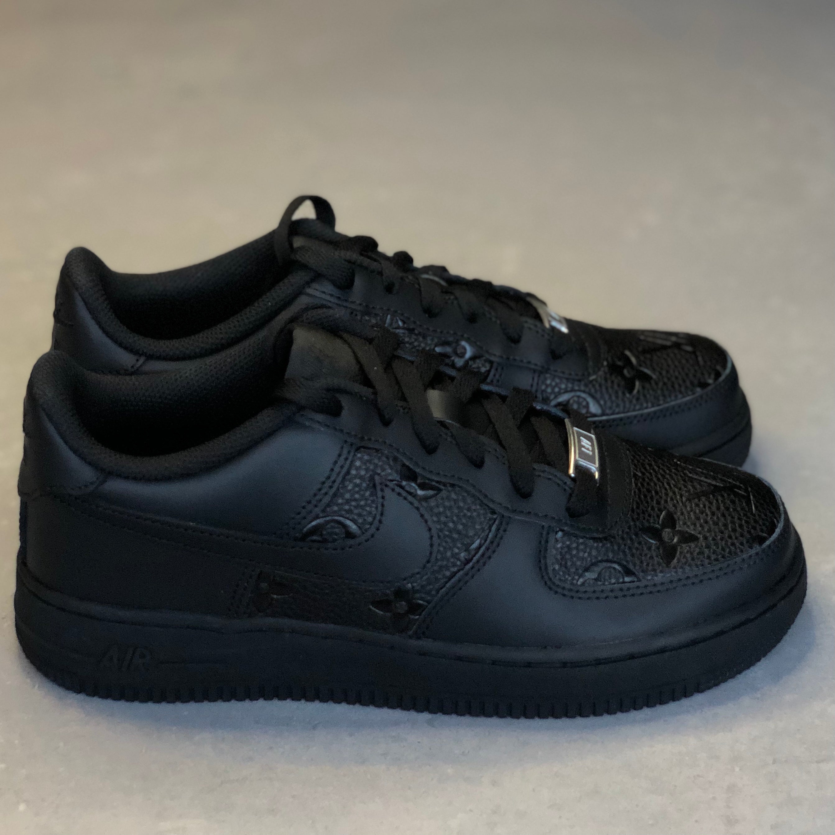 Black Nike air force 1 x Limited grey on black LV - BC.Customz